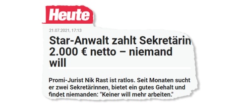 Star-Anwalt Ni Rast in der heute gegen Arbeitslose