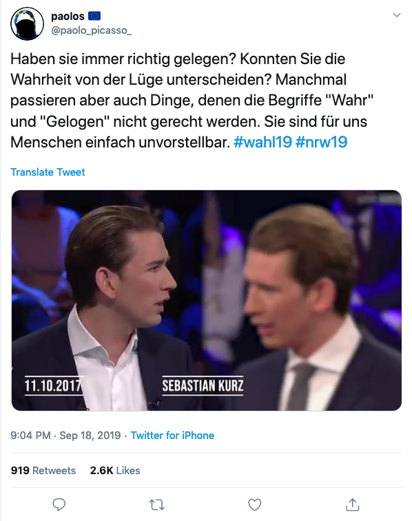 Kurz schwindelt bei Herkunft Tweet - Screenshot von Sebastian Kurzs Tweets.