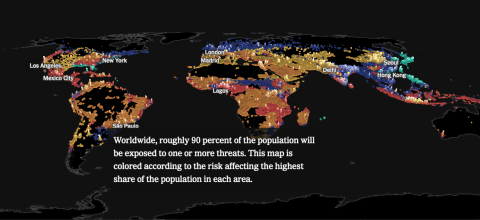 Eine interaktive Weltkarte, die die Klimarisiken der einzelnen Länder der Welt mit einem Farbcode zeigt. 