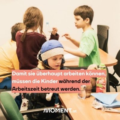Kinder spielen herum. Bildtext: "Gute Kinderbetreuung gibt es zwar im Osten - vor allem in Wien - aber dort gibt es nur wenige offene Stellen."