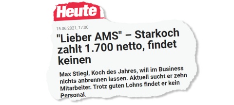 Starkoch Max Stiegl in der heute gegen Arbeitslose