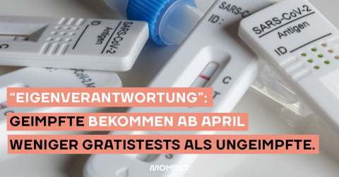 Ungeimpfte bekommen ab April mehr Gratistest als Geimpfte.