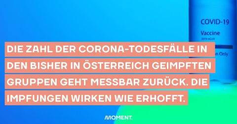 Bei den bisher geimpften Risikogruppen in Österreich geht die Zahl der Sterbefälle mittlerweile zurück. Die Impfung wirkt