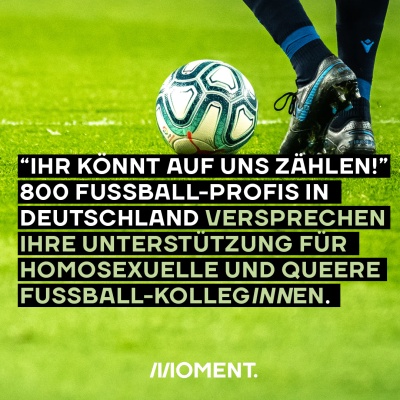 Homosexualität im Fußball: 800 Fußballer versprechen in Deutschland, KollegInnen nach einem Coming-out zu unterstützen