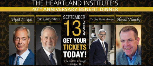 Heartland Institut: Nigel Farage und Harald Vilimsky als Sprecher neben Larry Ann und Jay Bhattacharya