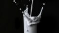Glas Milch vor dunklem Hintergrund